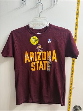 Hanes Youth Crewneck T-Shirt - Maroon with Gold Accent Arizona State youth tee